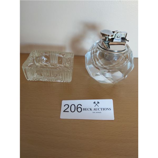 Table Top Antique Lighter & Ashtray