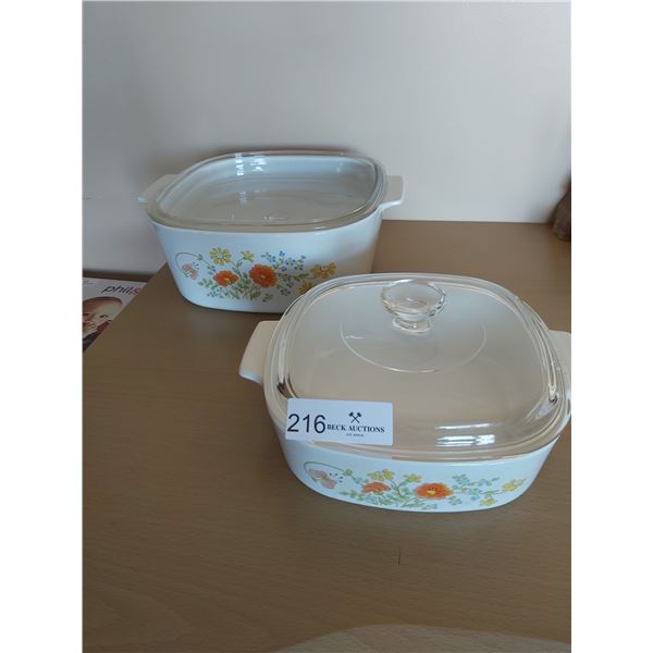 Two Corning Ware Wild Flower Casserole Dishes