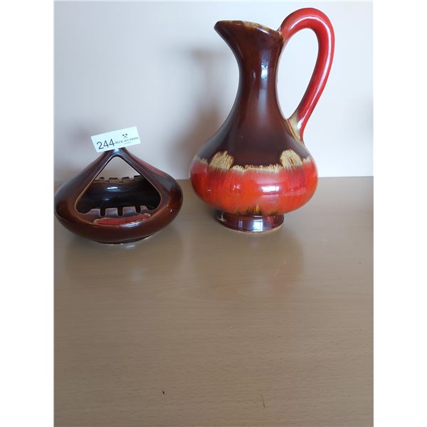 Vintage Midcentury Jug With Matching Ashtray