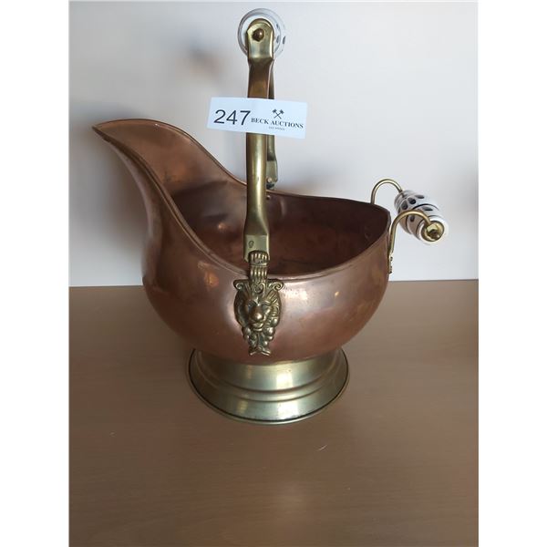 Antique Victorian Copper Coal Skuttle