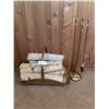 Image 1 : Brass Log Holder And Fireplace Set