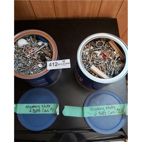 Two Cans Of Assorted Nuts And Bolts