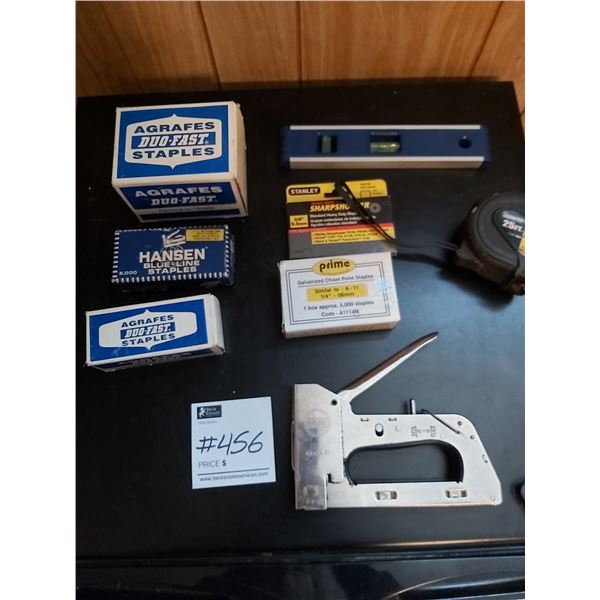 Bench Mark Stapler With Assorted Staples And 25' Measuring Tape And 9" Level