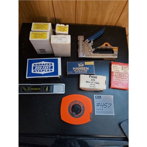 Hansen No.2 Stapler And Assorted Staples With 100' Measuring Tape And 9" Level