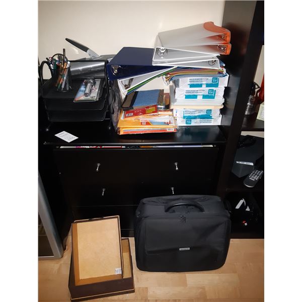 3 drawer chest and office supplies. Cat A