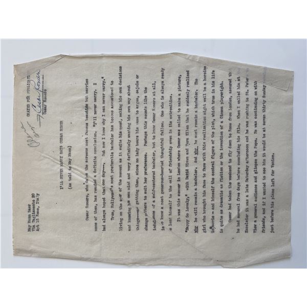 Cesar Romero signed document