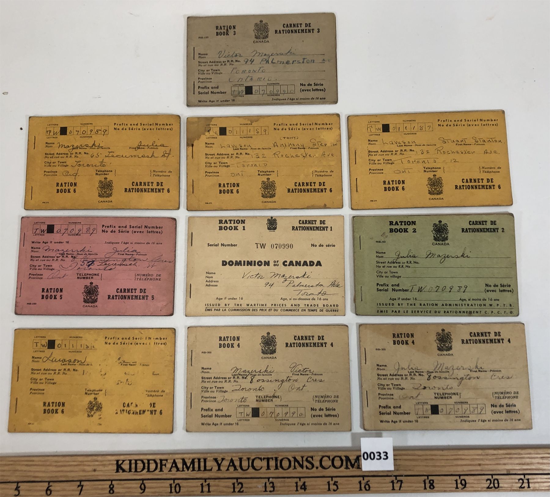 LOT OF 10 - WW2 CANADIAN RATION BOOKS
