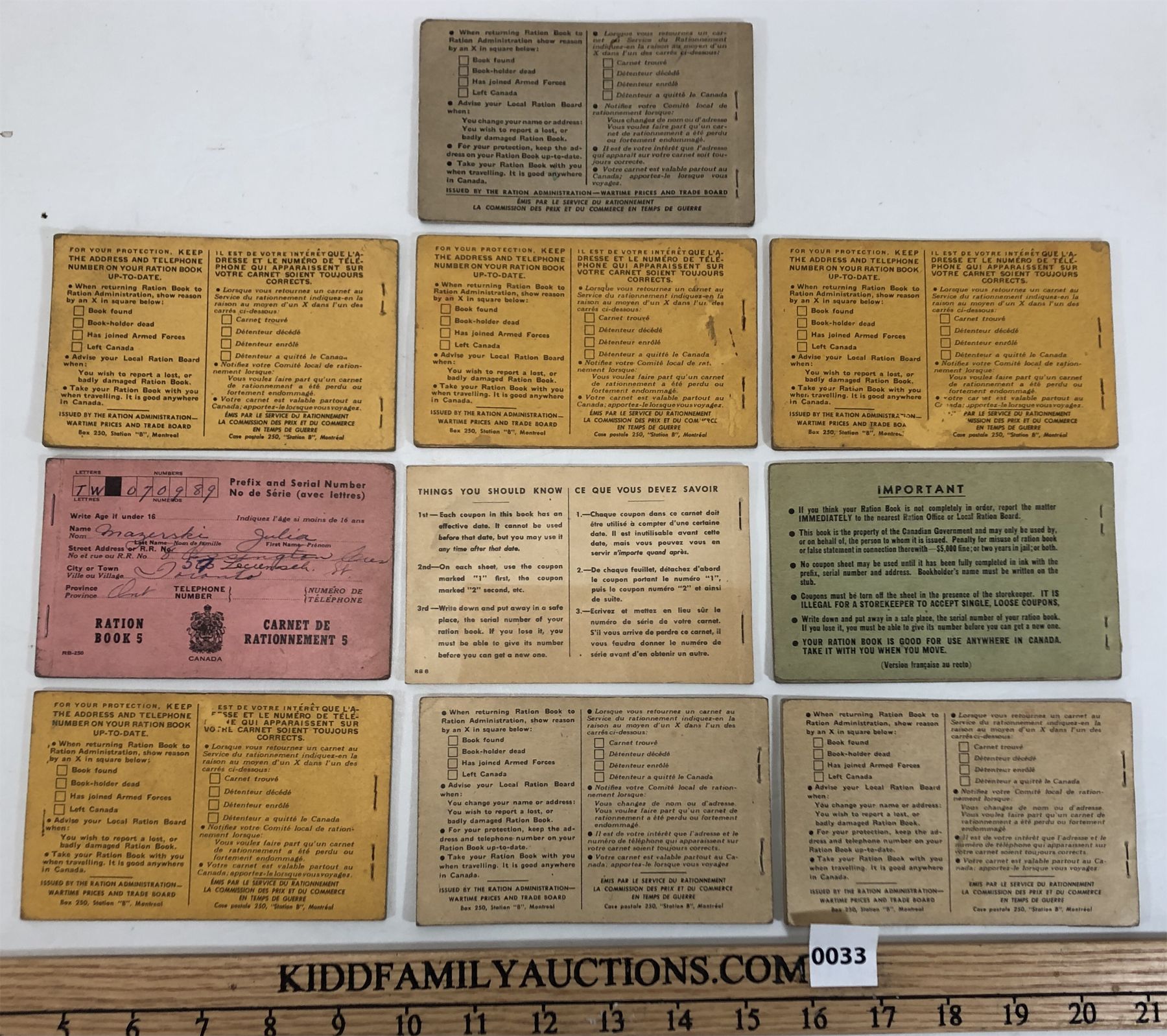 Canadian Ration Books LOT OF 10 - WW2 CANADIAN RATION BOOKS