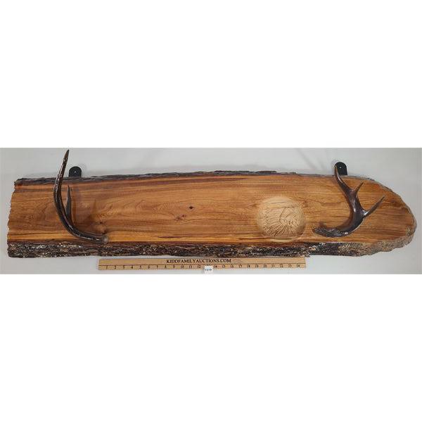 LIVE EDGE / ANTLER GUN RACK - 12 X 50 INCHES - HEAVY LACQUER FINISH ...