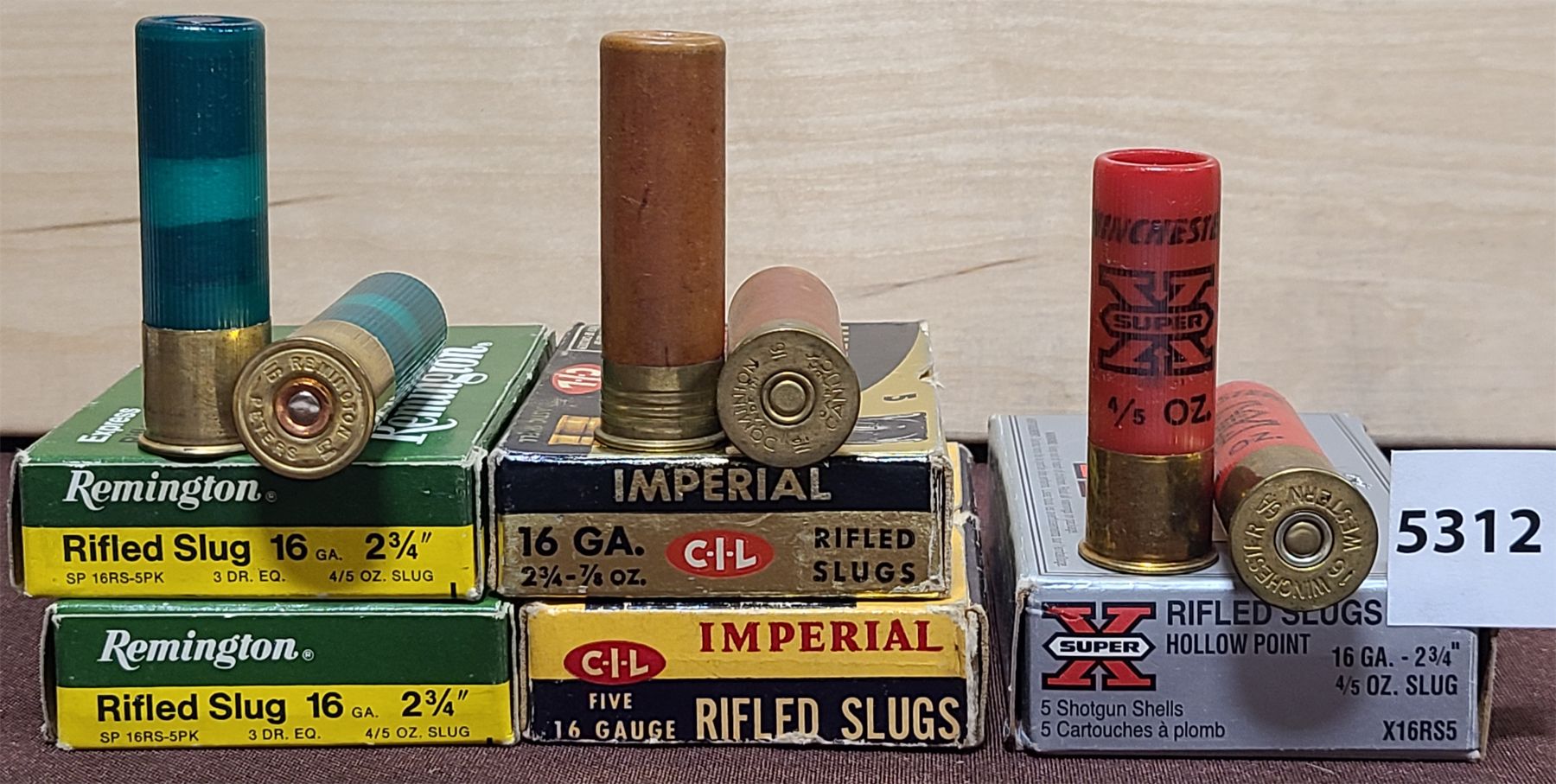 AMMO: 25X MIXED 16GA 2 3/4 INCH SLUGS - WIN, IMPERIAL & REM