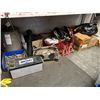 Image 1 : LARGE UNDER TABLE MISCELLANEOUS LOT-(HOT WATER TANK NOT INCLUDED)