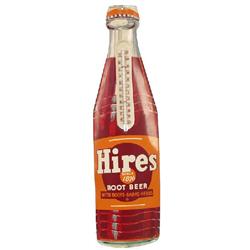Hires Root Beer Die-Cut Tin Sign w/ Thermometer,