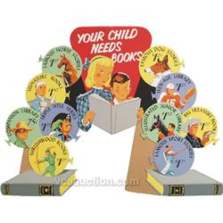 "Your Child Needs Books" Die-Cut Cardboard Easel Back W