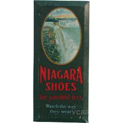 Niagara Shoes Tin Sign w/ Cardboard Backing c1913,