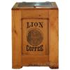 Image 1 : Old Pine Wood "Lion Coffee" Embossed Coffee Bin -