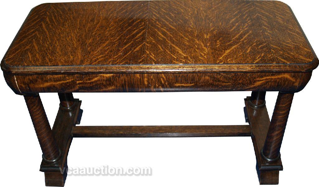Tiger Oak Pedestal Based Piano Bench