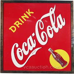 Drink Coca Cola Tin Sign In Wood Frame.