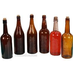 Lot Of 6 Glass Back Bar Bottles: