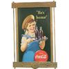 Image 1 : Coca Cola Lithograph Cardboard Sign In Original Embosse