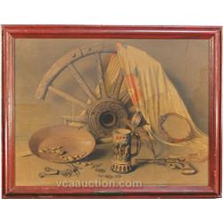 Acme Beer Print In Original Wood Frame,