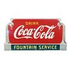 Image 1 : Drink Coca Cola Fountain Service Die-Cut Porcelain Sign