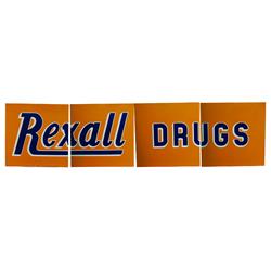 "Rexall Drugs" 4 Piece Porcelain Sign - 144" x 34"