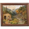 Image 1 : Old Possum Hollow Whiskey "Cabin Scene" Tin Sign,