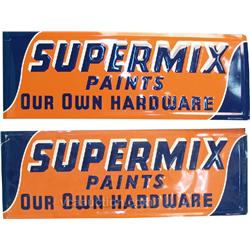 Lot Of 2 Supermix Paints Embossed Tin Signs