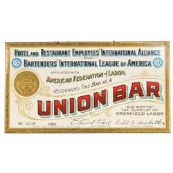 Union Bar Tin Sign,