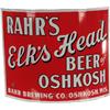 Image 1 : Rahr's Elk's Head Beer Curved Corner Porcelain Sign,