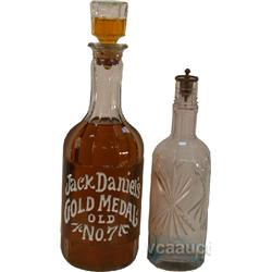 Lot Of 2 Glass Back Bar Bottles:
