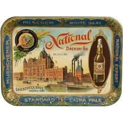 National Brewery Co. St. Louis, MO. Tin Serving Tray