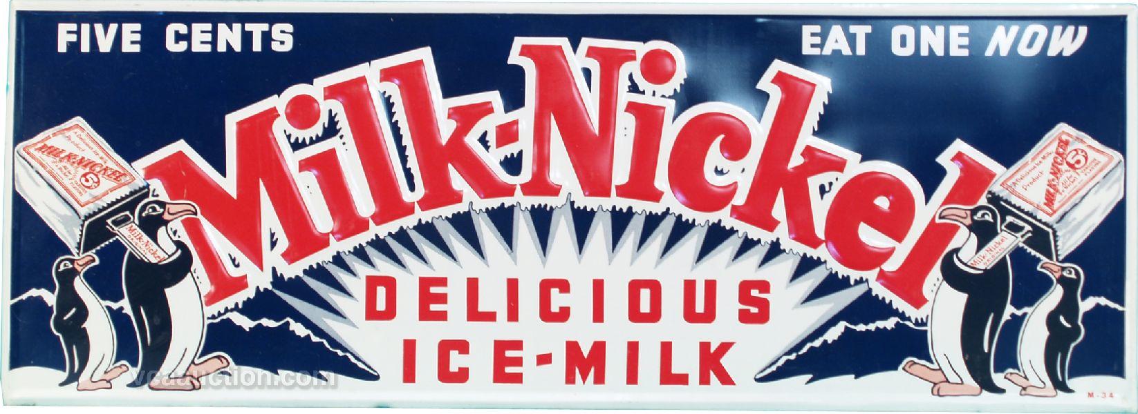 Milk-Nickel Delicious Ice-Milk Embossed Tin Sign