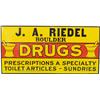 Image 1 : J.A. Riedel Boulder "Drugs" Embossed Tin Sign