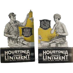 Lot Of 2 Houstonia Jones' Liniment Die-Cut Easel Back C