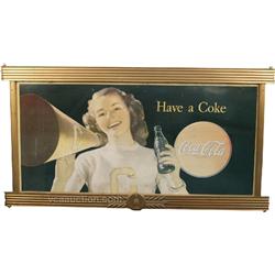 Coca Cola Lithograph Cardboard Sign In Original Coca Co