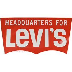 Very Large Headquarter For Levi's Die-Cut Porcelain Sig