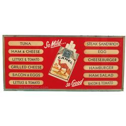 Glass Menu Board Advertising Camel Cigarettes - 28" x