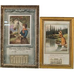 Lot Of 2 Advertisement Prints w/ Date Pads: