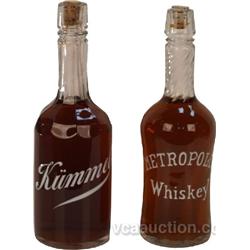 Lot Of 2 White Enamel Lettering Back Bar Bottles: