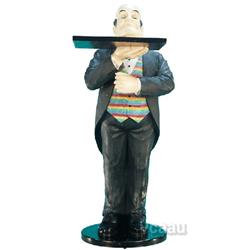 Menu Butler Statue w/ Serving Tray - 33" Tall