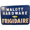 Image 1 : Large Frigidare Embossed Tin Sign "Mallot Hardware" -