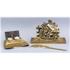 Image 1 : Brass Deco Letter Holder, Opener, and Inkwell
