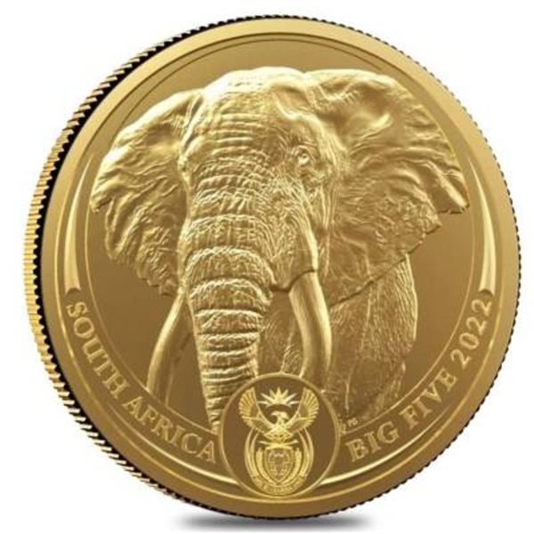 (10) 2022 South Africa Big 5 Elephant .9999 Gold 1 ozt