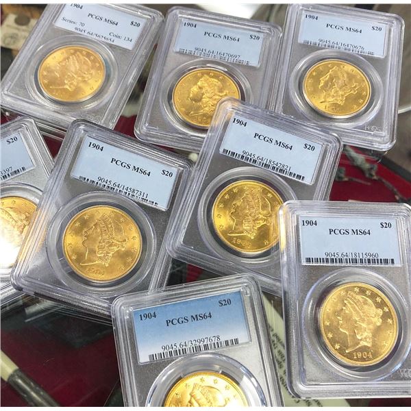 Constitutional U.S. Gold $20 Liberty PCGS MS64 (5-coins)