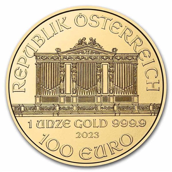 (5) 2023 Austrian Philharmonic .9999 Gold 1 ozt