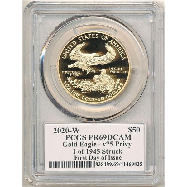 v75 Privy 2020-W American Gold Eagle PCGS PR69 DCAM Signed By Edmund C. Moy