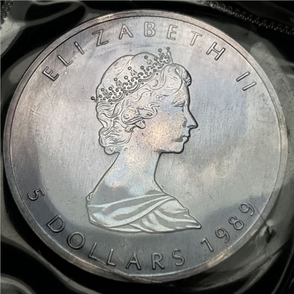 1989 Canada $5 Maple Leaf .9999 Silver 1 ozt