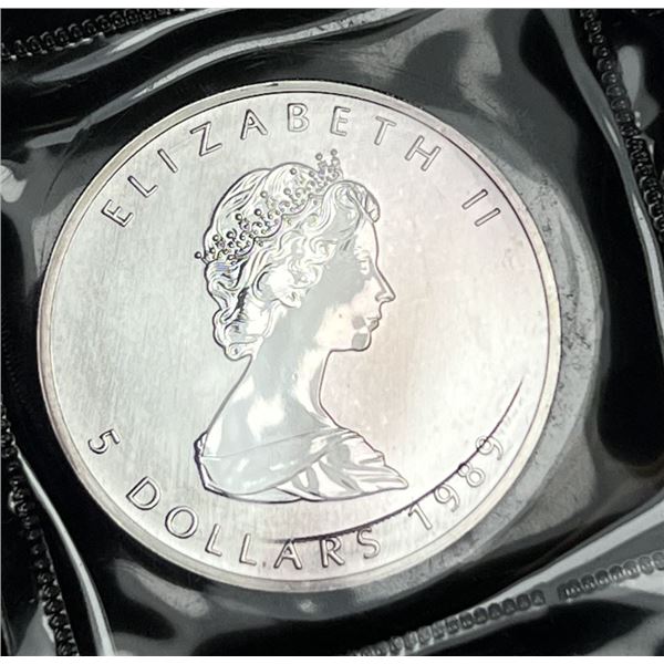 1989 Canada $5 Maple Leaf .9999 Silver 1 ozt