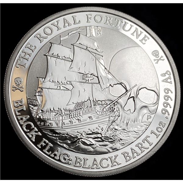 2020 Tuvalu Dollar The Royale Fortune Black Flag: Black Bart 1 ozt .9999 Silver